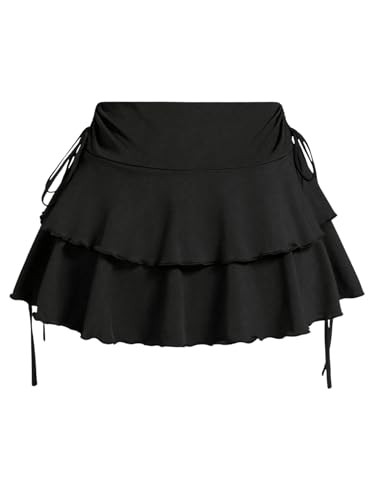 OYOANGLE Women's Plus Size High Waisted Y2K A Line Ruffle Skorts Mini Skirt | Amazon (US)