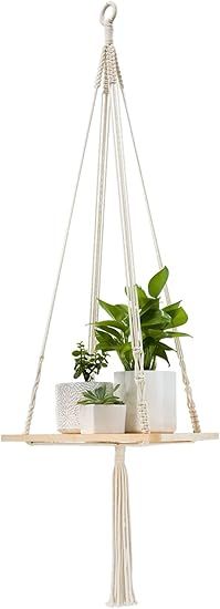 Mkono Macrame Plant Hangers Shelf Indoor Hanging Planter Decorative Flower Pot Holder Boho Bohemi... | Amazon (US)