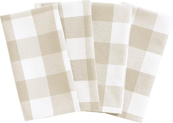 Elrene Home Fashions Farmhouse Living Buffalo-Check Napkin Set, Rustic Cloth Dinner Napkins, Set ... | Amazon (US)