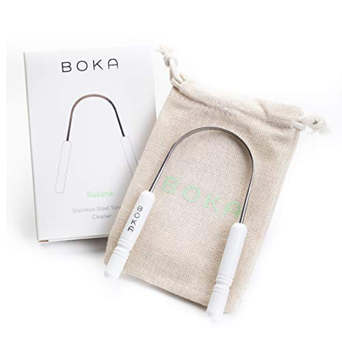 Boka Tongue Scraper for Adults and Kids | Stainless Steel Tongue Cleaner with Linen Travel Pouch ... | Amazon (US)