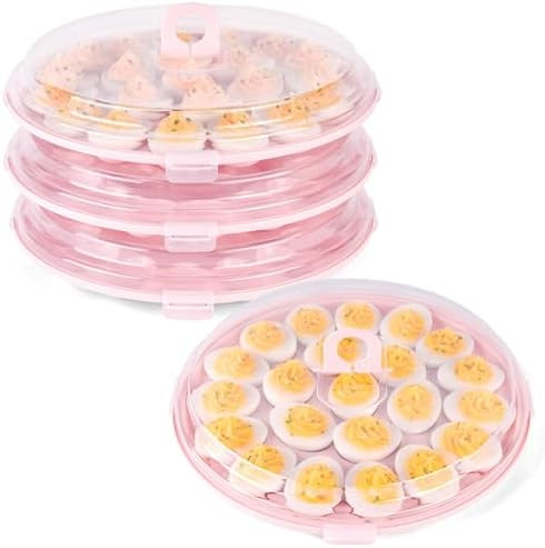 HANSGO Deviled Egg Containers with Lid, 3PCS Deviled Egg Platter Carrier Holder Trays with 66 Slo... | Amazon (US)