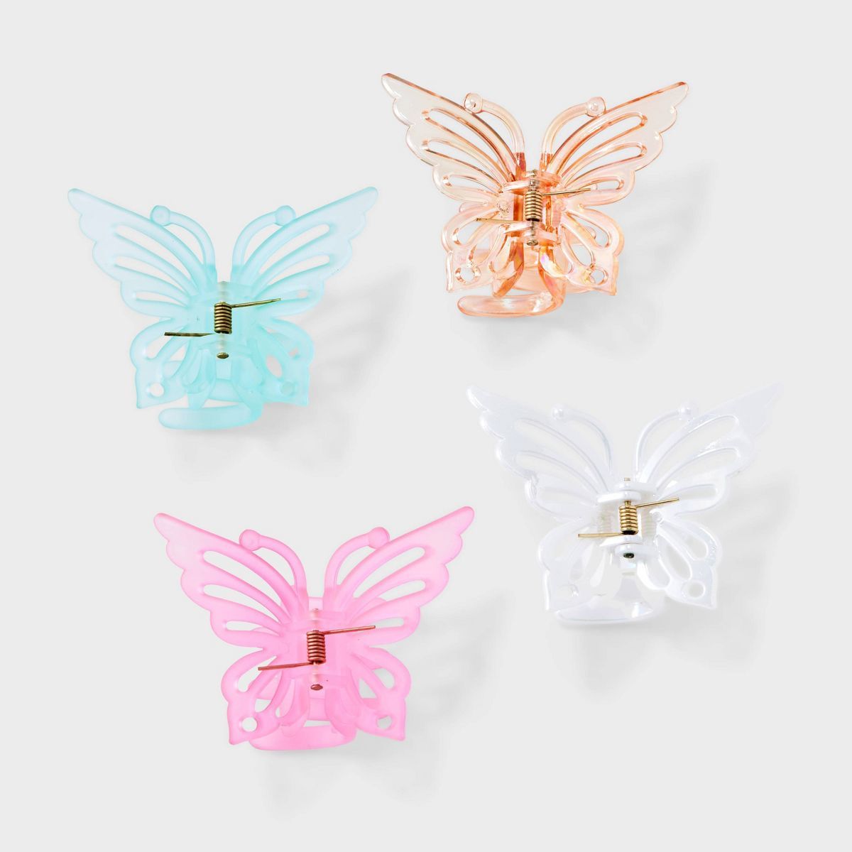Iridescent Butterfly Claw Hair Clip Set 4pc - Wild Fable™ Pink/Teal/Neutral | Target