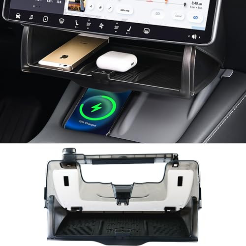 Heryvii 2024 Newest Hidable Under Screen Storage for Tesla Model 3 Model Y 2016-2024, Upgrade Damping Slides and Press Switch Design, Open and Close Center Console Organizer Tray with Anti-Slip Pad | Amazon (US)
