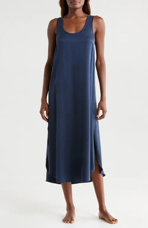 Lunya Tulip Bias Washable Silk Nightgown in Deep Blue at Nordstrom, Size X-Small | Nordstrom