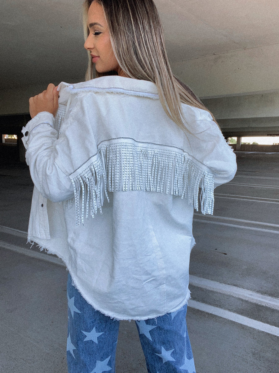 Sadie Studded Fringe Shacket | Willow Boutique