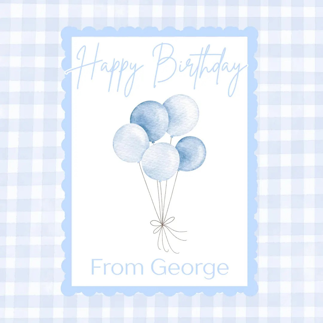Blue Gingham Birthday Gift Tags – Preppy Boy (digital Download) - Grandmillennial - Custom Birt... | Etsy (US)