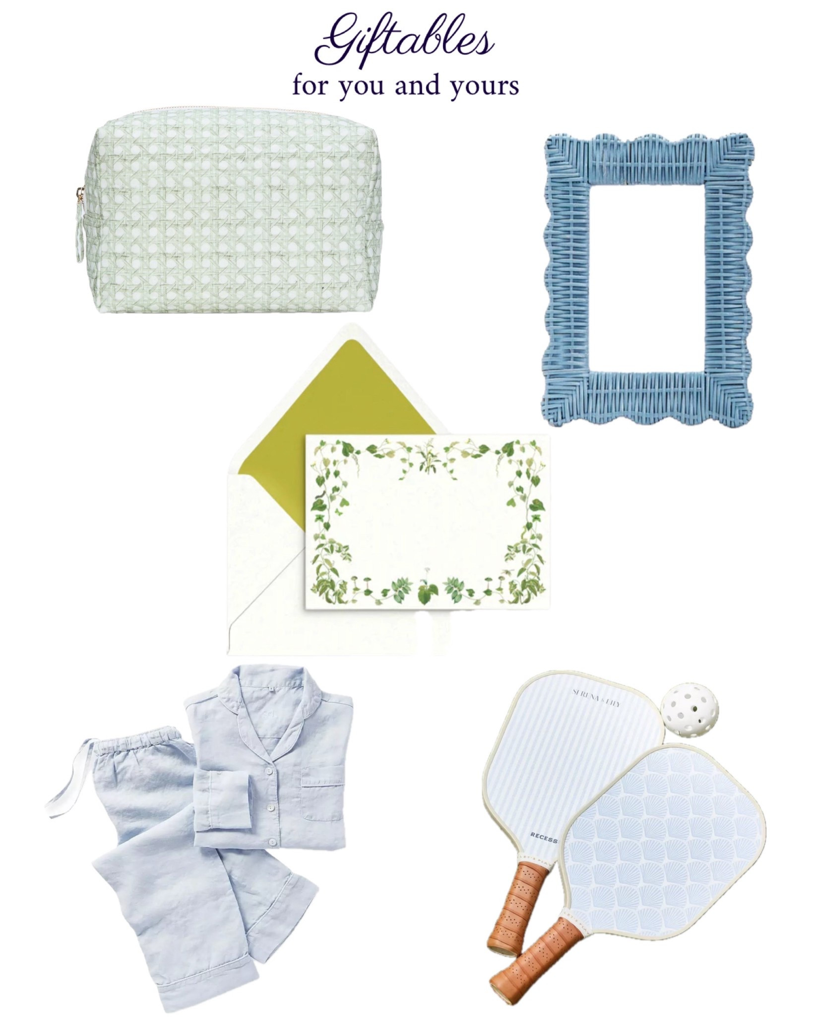 Giftables for you and yours ✨ Cutest pickleball paddles and how pretty are these notecards 

pajamas pickleball paddles cosmetic case bag picture photo frames wicker stationery 

#LTKGiftGuide #LTKHoliday #LTKHome