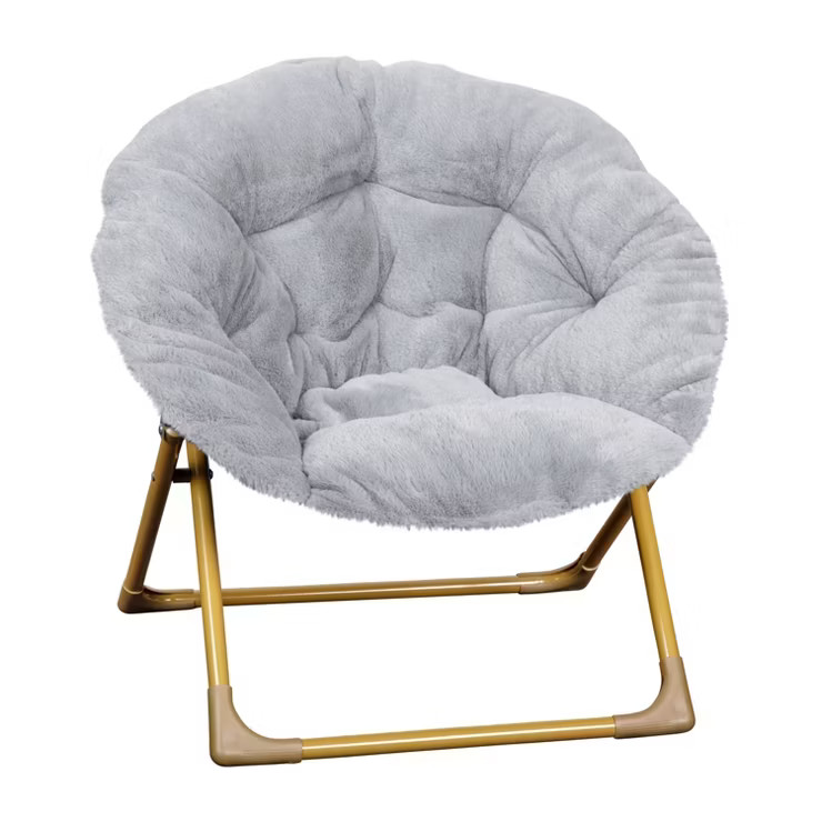 Flash Furniture Gwen  23" Kids Cozy Mini Folding Saucer Chair, Faux Fur Moon Chair for Toddlers a... | Target