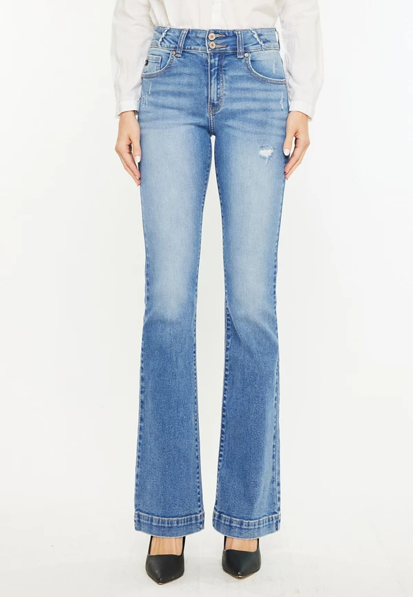 KanCan™ High Rise Double Button Wide Hem Flare Jean | Maurices