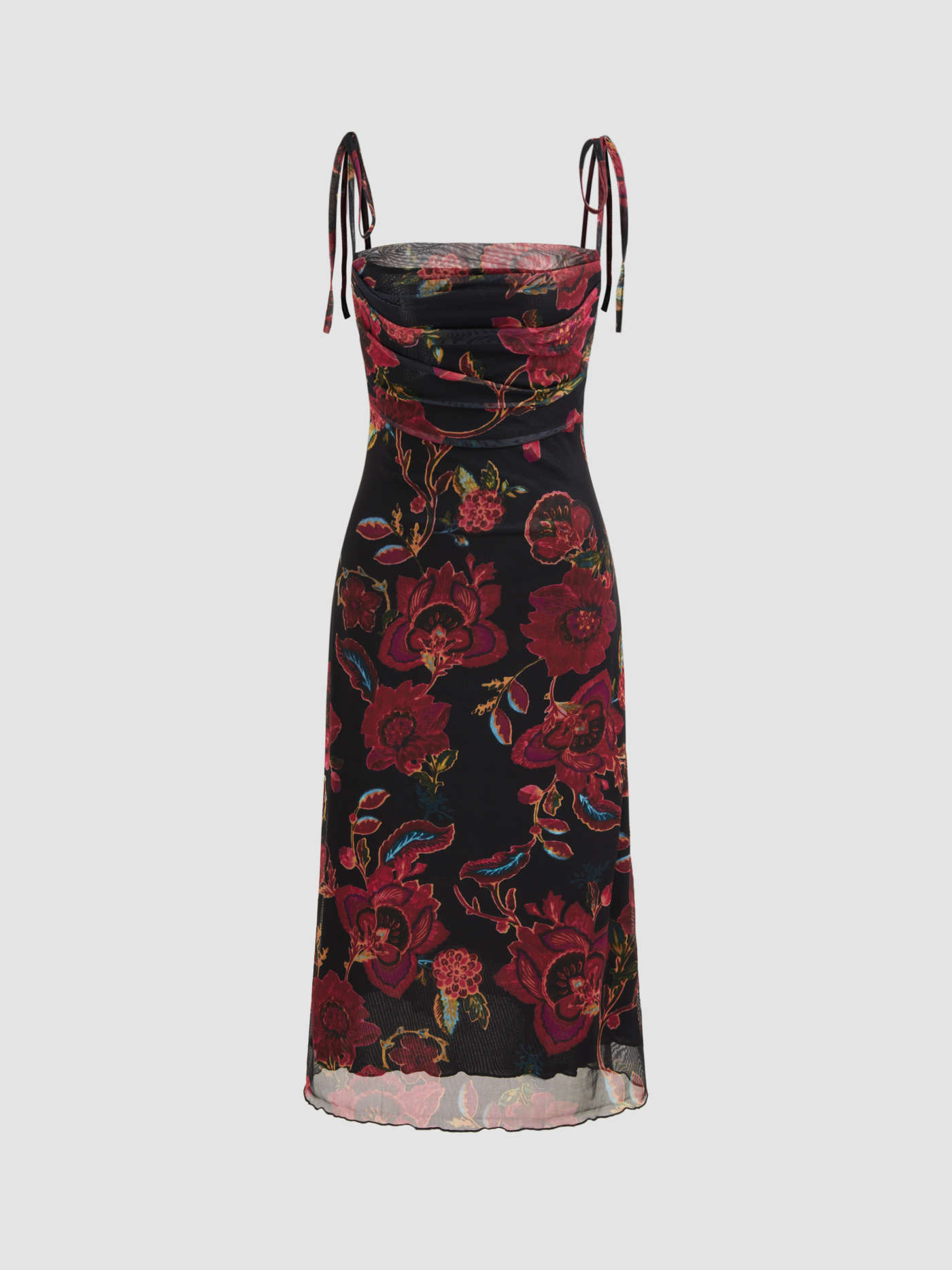 Square Neck Floral Knotted Midi Dress | Cider