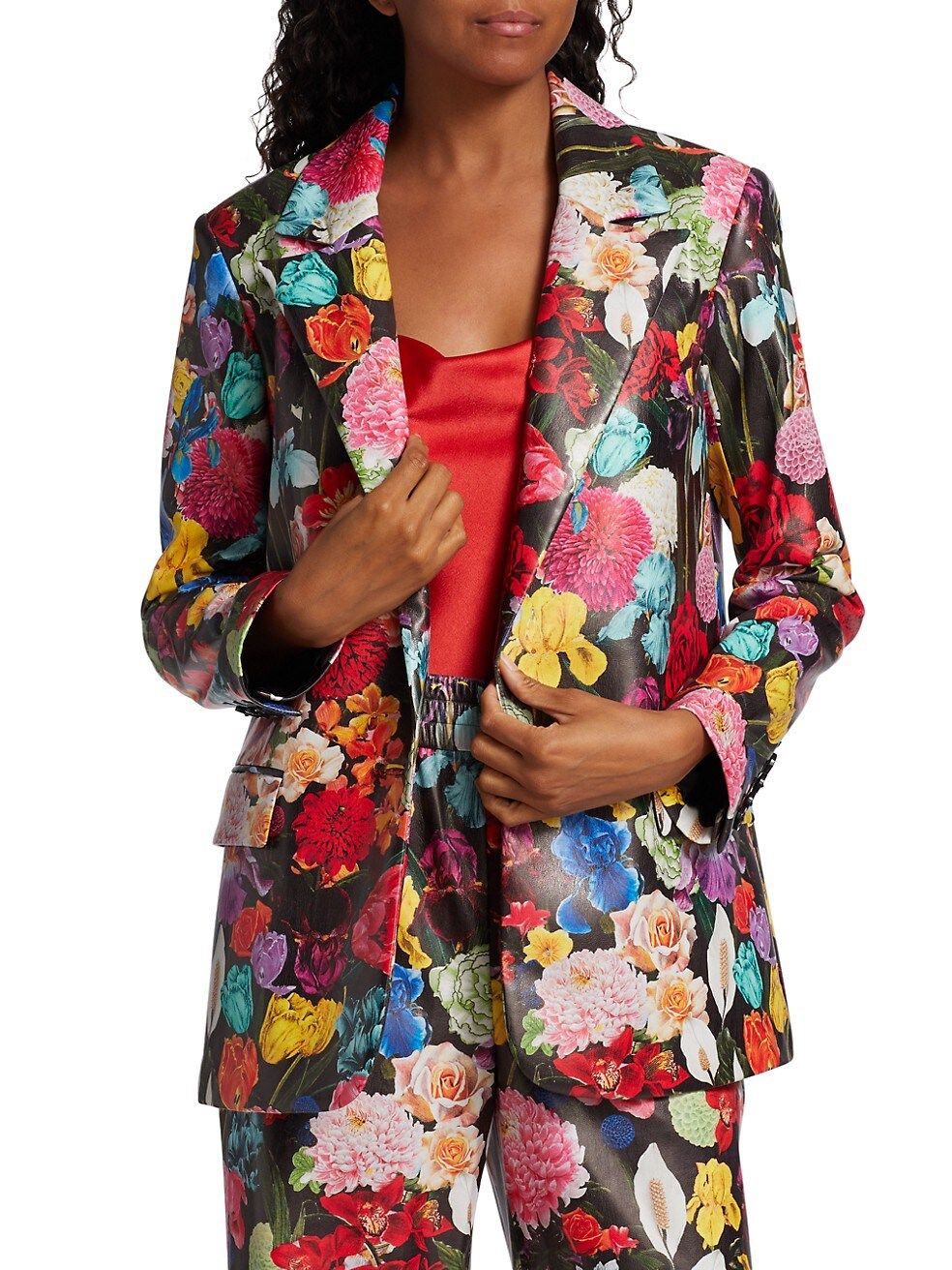 Denny Floral Faux Leather Blazer | Saks Fifth Avenue