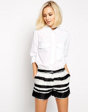 Lavish Alice Safari Style White Shirt - White | ASOS US