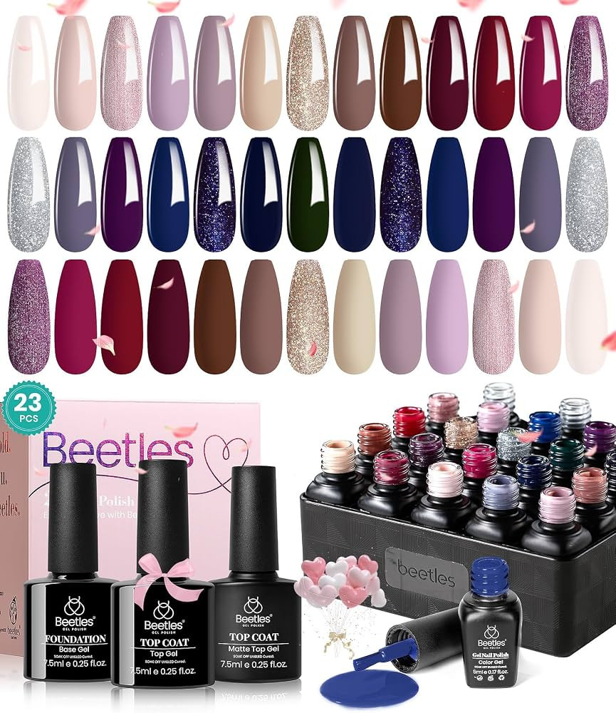 beetles Gel Polish 23 Pcs Gel Nail Polish 20 Colors Nude Brown Red Purple Gel Polish Royal Blue N... | Amazon (US)