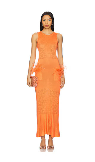 Knit Dress With Ostrich Feathers Details in Orange | Revolve Clothing (Global)