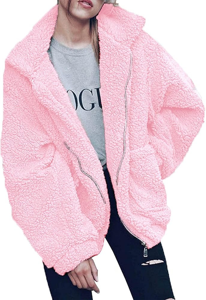 PRETTYGARDEN Women's Fashion Winter Coat Long Sleeve Lapel Zip Up Faux Shearling Shaggy Oversized... | Amazon (US)