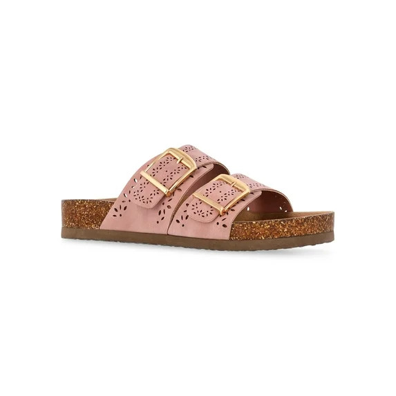 Time and Tru Women's Footbed Slide Sandals, Wide Width Available - Walmart.com | Walmart (US)