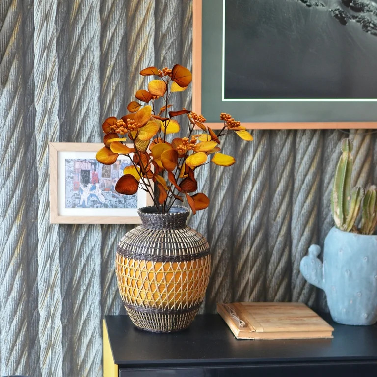 Mainstays 20in Indoor Artificial Eucalyptus Bush, Brown and Red. Weight 0.14lbs. Pot Not Included | Walmart (US)