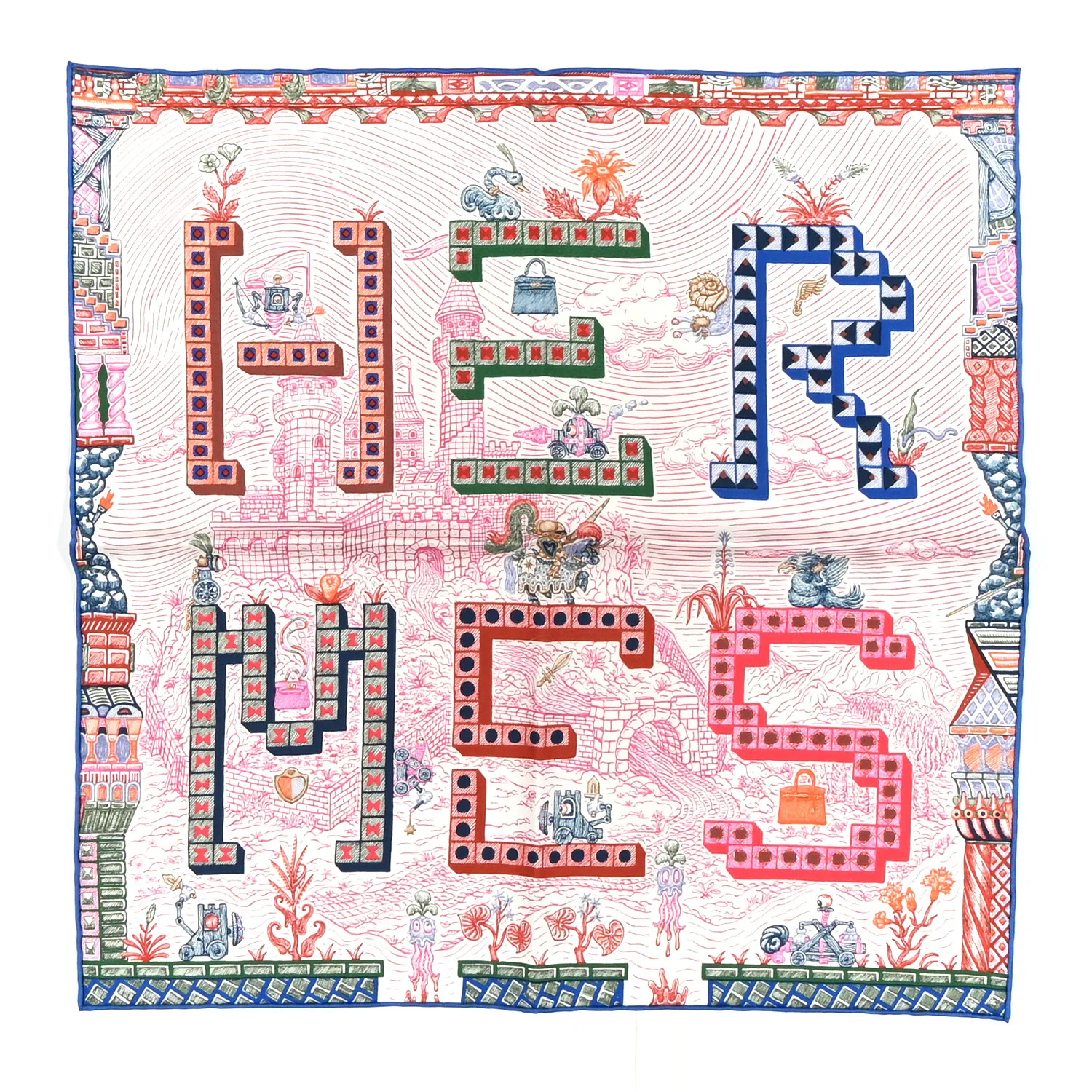 Hermes Silk Twill Super Silk Quest Detail Scarf 45 Rose Bleu Vert 1835816 | FASHIONPHILE (US)