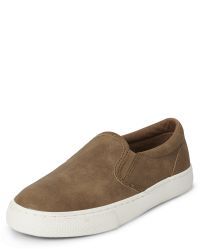 Boys Uniform Faux Leather Slip On Sneakers | The Children's Place  - TAN | The Children's Place