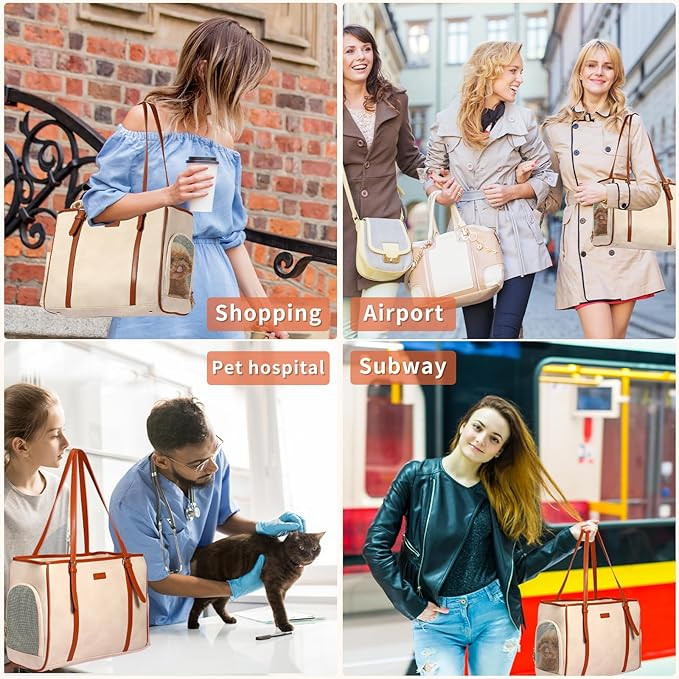 Lasaviin Fashion Dog Purse Pet Carrier Leather Bag for Small Dogs Cats Puppy, Portable Tote Bag A... | Amazon (US)