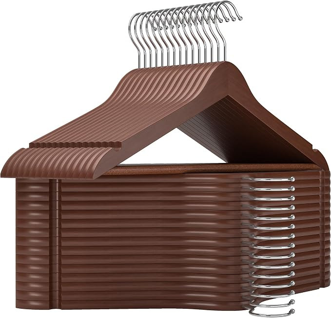 StorageWorks Clothes Hangers, Wooden Hangers 30 Pack for Closet, Wood Hangers for Coats, Shirts, ... | Amazon (US)
