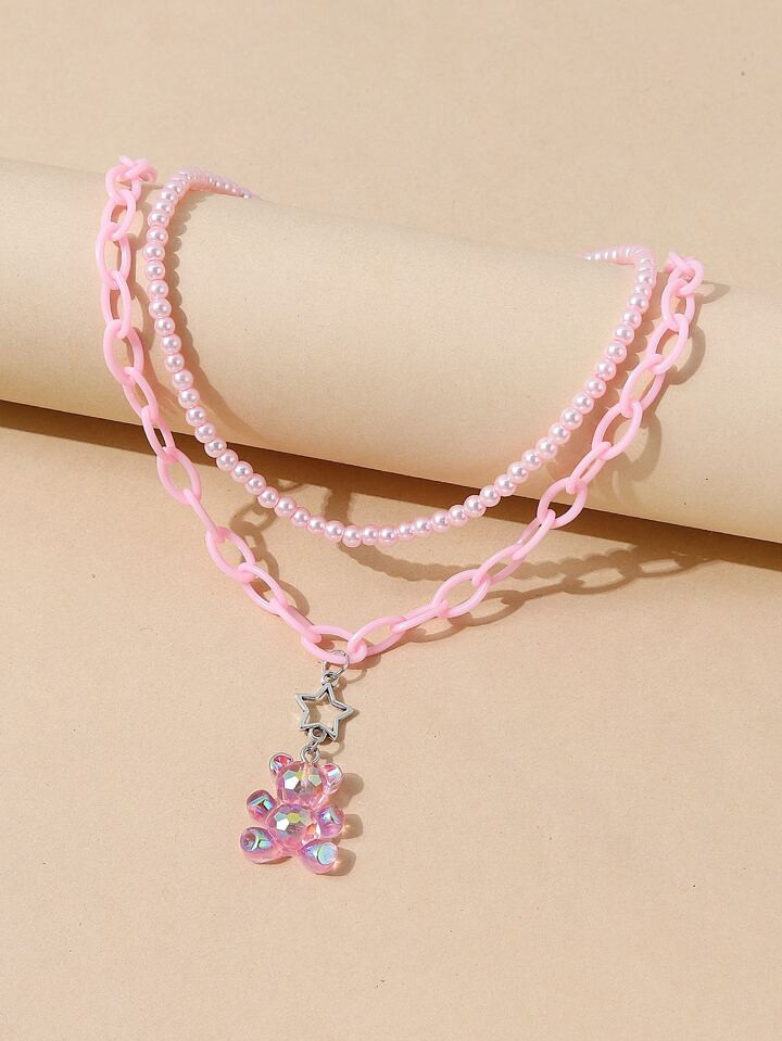 2pcs Star & Bear Pendant Necklace | SHEIN