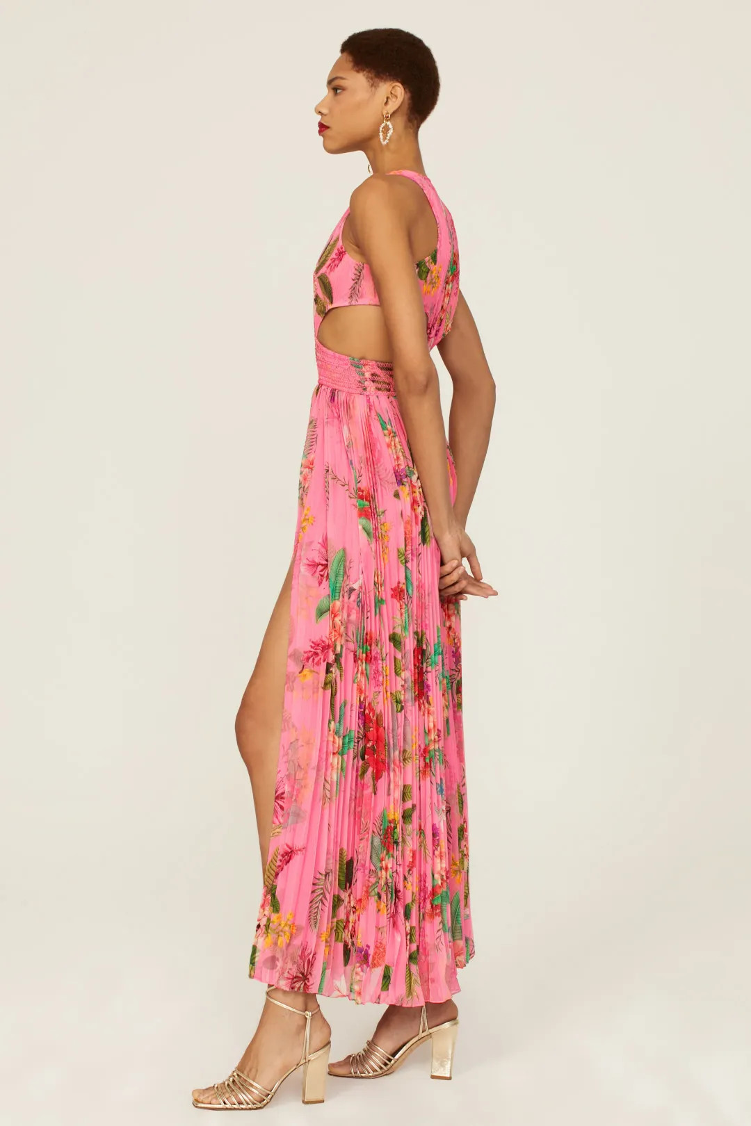 Pink Floral Cutout Dress | Rent the Runway