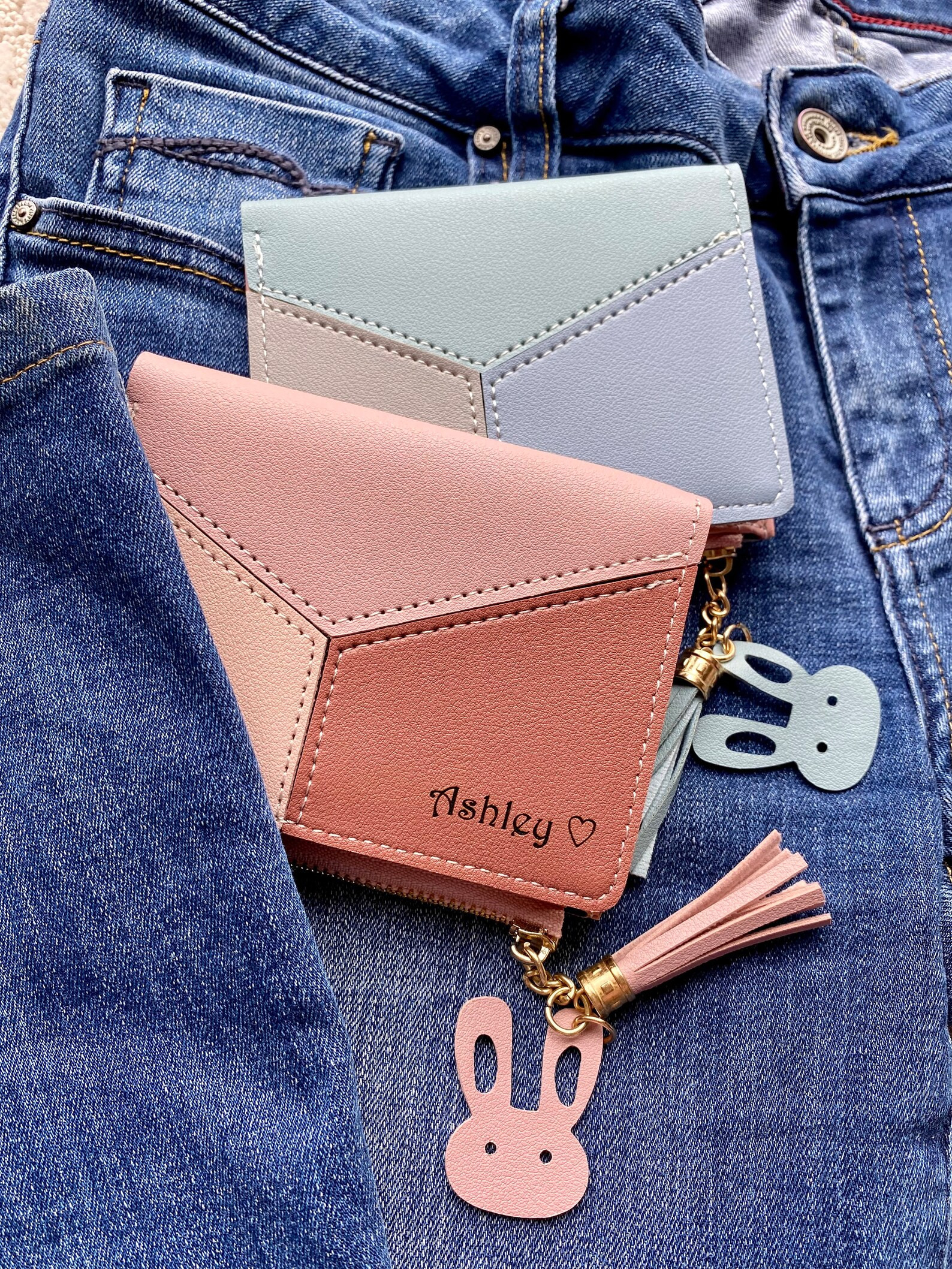 Engraving Women Wallet, Personalized Pink and Blue Wallet, Custom Gift for Her, Christmas Gift fo... | Etsy (CAD)