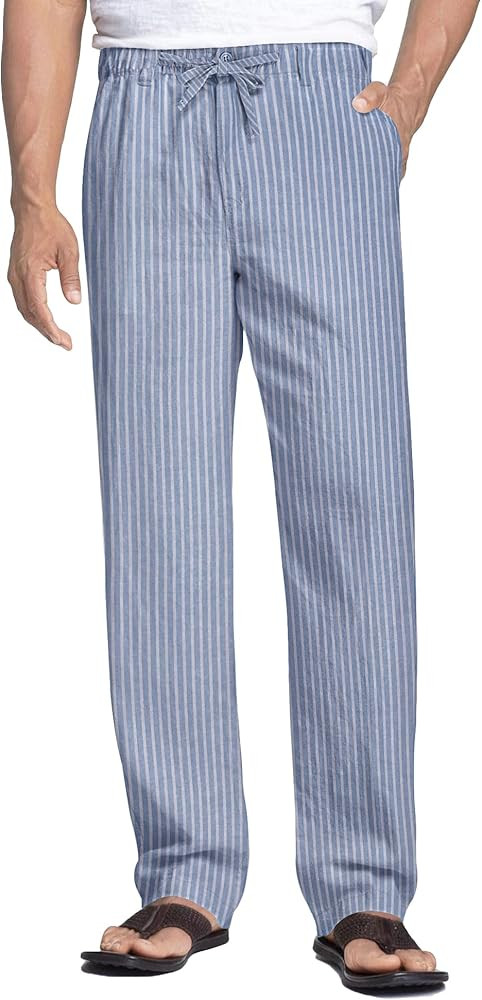 COOFANDY Men's Casual Linen Pants Elastic Waist Drawstring Beach Summer Pants Lightweight Linen T... | Amazon (US)