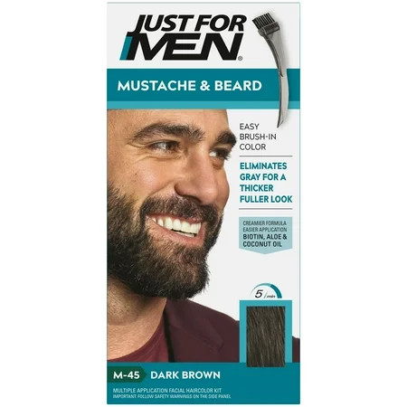 Just For Men Mustache & Beard, Beard Coloring for Gray Hair with Brush Included - Color: Dark Brown, | Walmart (US)
