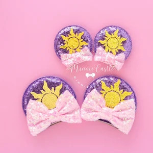 Rapunzel Sequin Mouse Ears Hair Clips: Princess Mickey Ears by Minnie Castle | Etsy (Global)