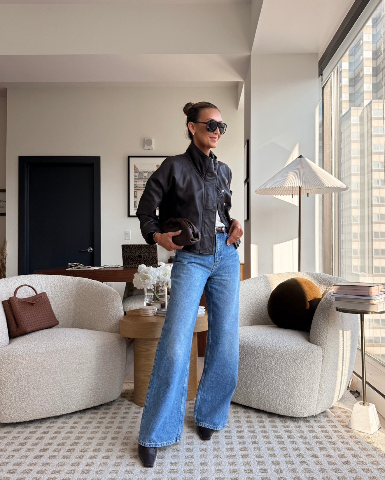 Before you buy another pair of jeans this season, try this one first.

These are the best-selling high rise jeans I reach for year-round! The fit is incredibly flattering with a clean straight leg that makes any outfit feel instantly polished. Size 26 - I also have them in 25 and love the snuggier look also! 

And this leather jacket has been one of your consistent top sellers — it pulls the whole look together without trying too hard. Stocked but selling quickly! 

This is my wild-card outfit… it works for coffee runs, casual dinners, travel days, and weekend plans.


#LTKstorytime #LTKOver40 #LTKootd