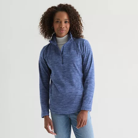 St. John's Bay Womens Long Sleeve Quarter-Zip Pullover, Petite X-large, Blue | JCPenney