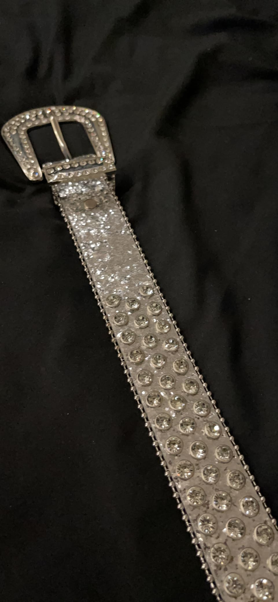 XZQTIVE Cowgirl Bling Studded Leather Belts for Jeans Pants with Rhinestone and Western Silver Buckle, Unisex | Amazon (US)