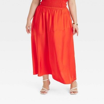 Women's Maxi A-Line Slip Skirt - A New Day™ Orange XXL | Target