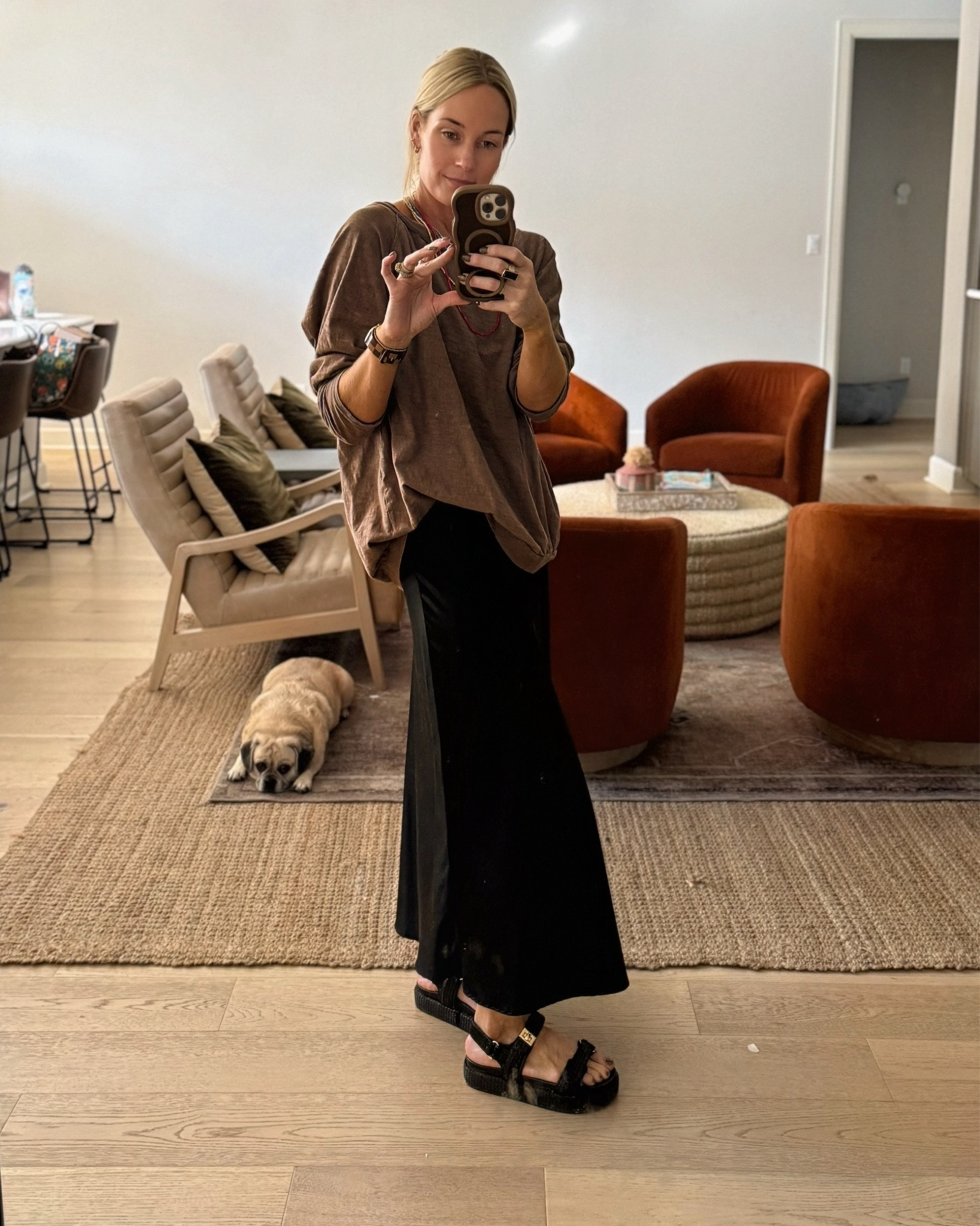 Swap your leggings for a satin skirt. It’s just as easy, but instantly elevated.
•••
#LTKOutfits #LTKSeasonal #LTKFallStyle #BrownonBlack #OversizedTee  #EverydayCasual #SatinSkirt #MaxiSkirtOutfit #FallFashion #MinimalStyle #WearableTrends #AmazonFashion
•••



#LTKootd #LTKStyleTip #LTKFindsUnder50