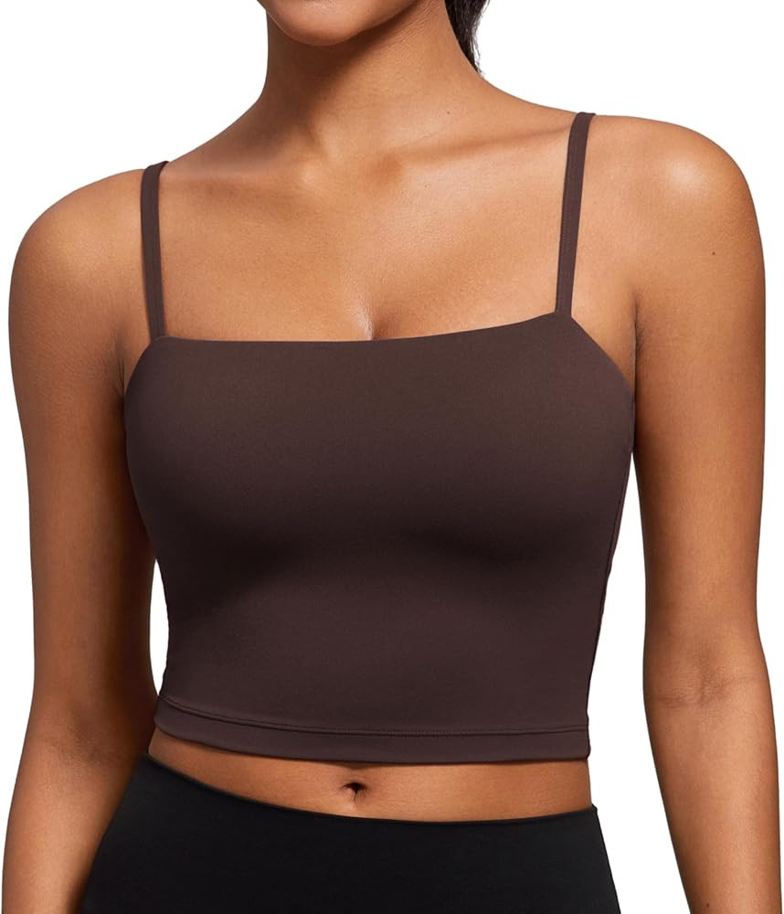 CRZ YOGA Butterluxe Cami Longline Sports Bras for Women - Square Neck Adjustable Padded Workout C... | Amazon (US)