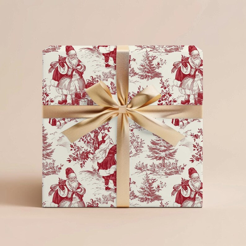 Vintage Christmas Toile Gift Wrap Holiday Gift Wrapping Paper Christmas Gift Wrap Xmas Christmas ... | Etsy (US)