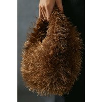 Womens Shaggy Faux Fur Bag - brown - One Size, Brown | Miss Pap UK