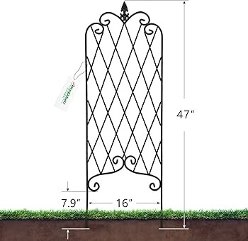 AMAGABELI GARDEN & HOME 4 Pack Black Garden Trellis 47” x 16” for Climbing Plant Rustproof Ir... | Amazon (US)