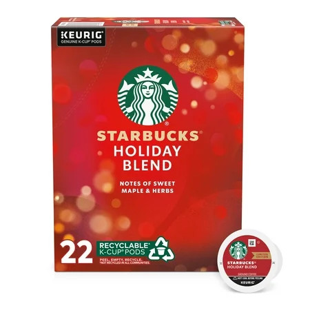 Starbucks Holiday Blend Medium Roast K-Cup Coffee Pods 100% Arabica 1 Box (22 Pods) | Walmart (US)