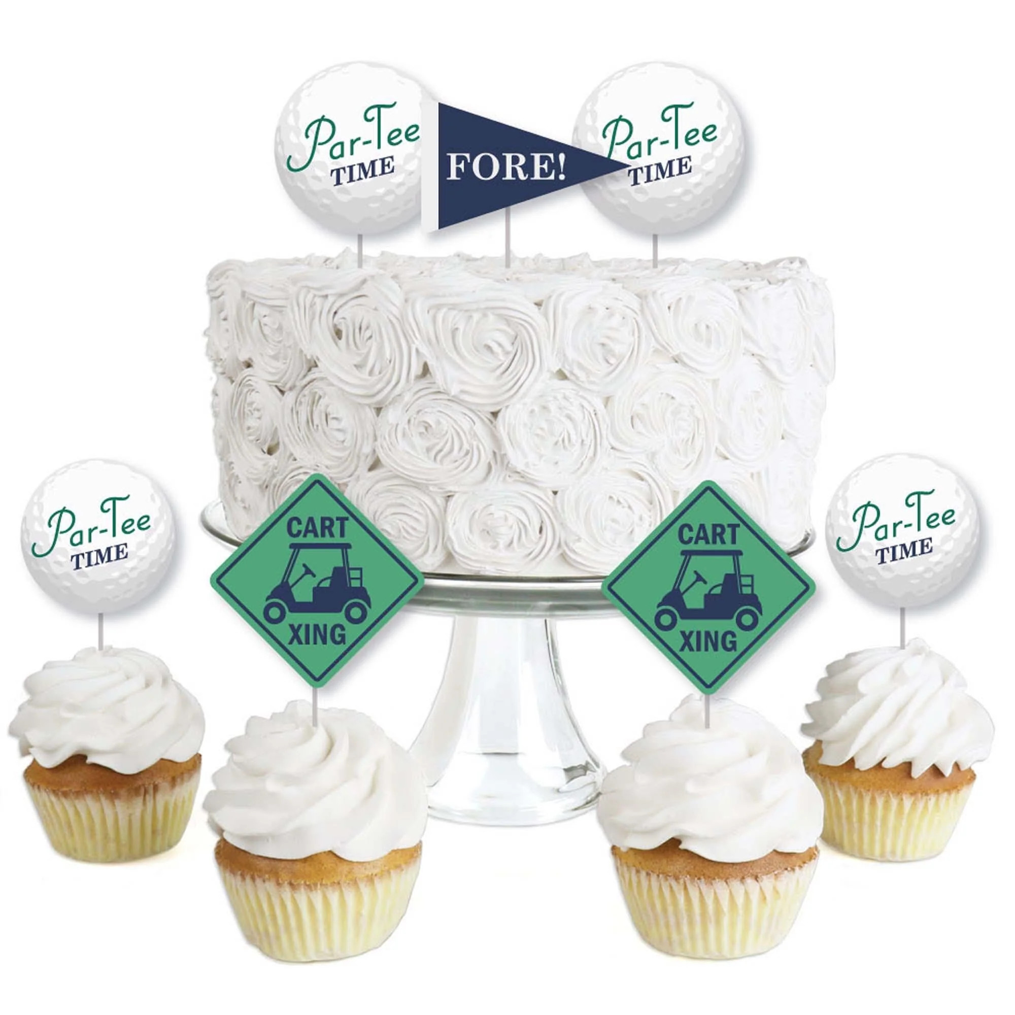 Par-Tee Time - Golf - Dessert Cupcake Toppers - Birthday or Retirement Party Clear Treat Picks - ... | Big Dot of Happiness