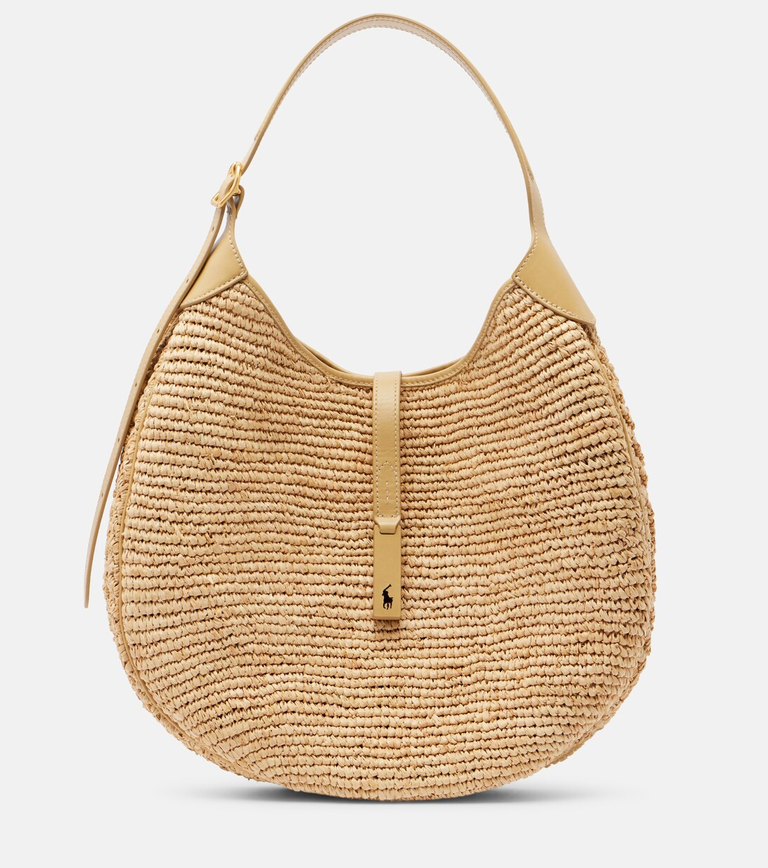 Polo ID Large leather-trimmed raffia tote bag | Mytheresa (US/CA)