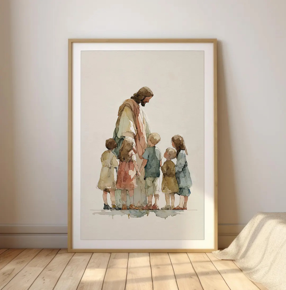 Jesus With Children Watercolor Print: Christian Nursery Art (digital Download) - Etsy | Etsy (US)