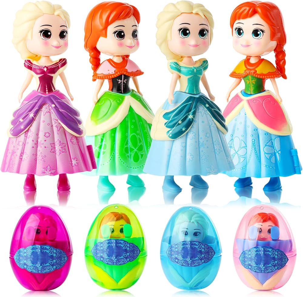xutengy 4 Pack Easter Basket Stuffers Gifts Jumbo Princess Eggs，Deformation Prefilled Toys for ... | Amazon (US)