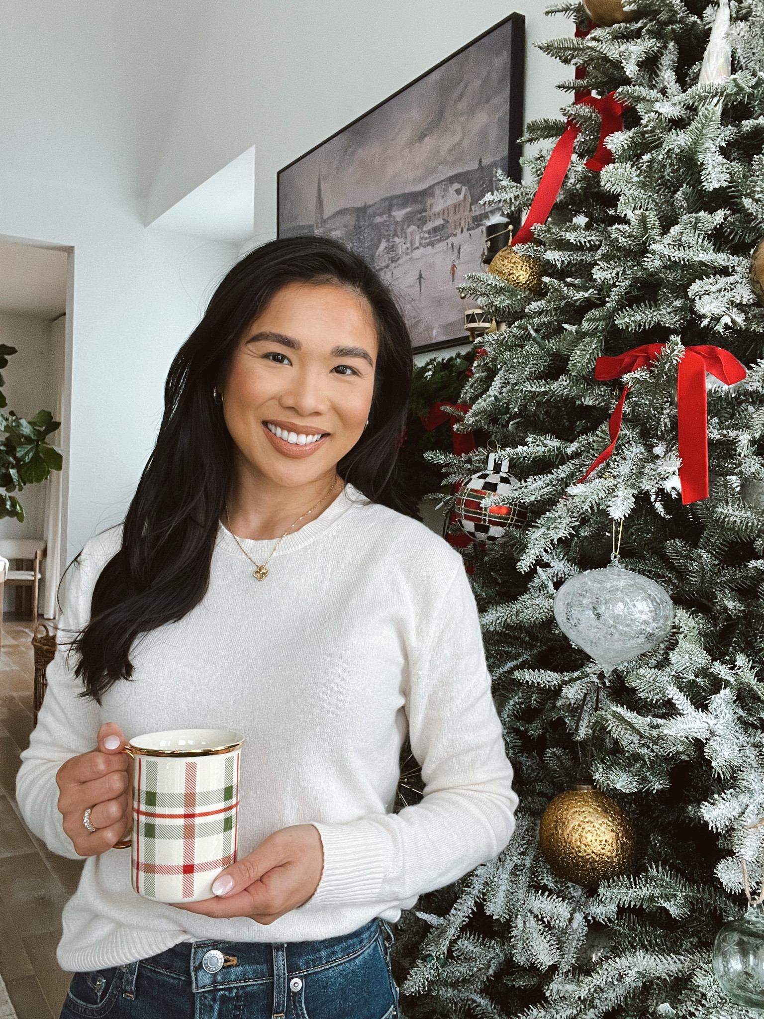 Festive holiday season with classic cashmere crew, tartan mugs that I love, realistic faux flocked tree and the prettiest ornaments 

#LTKSeasonal #LTKHoliday #LTKStyleTip