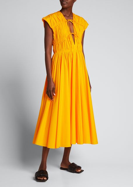 Tove Ceres Gathered Cotton Poplin Midi Dress | Bergdorf Goodman