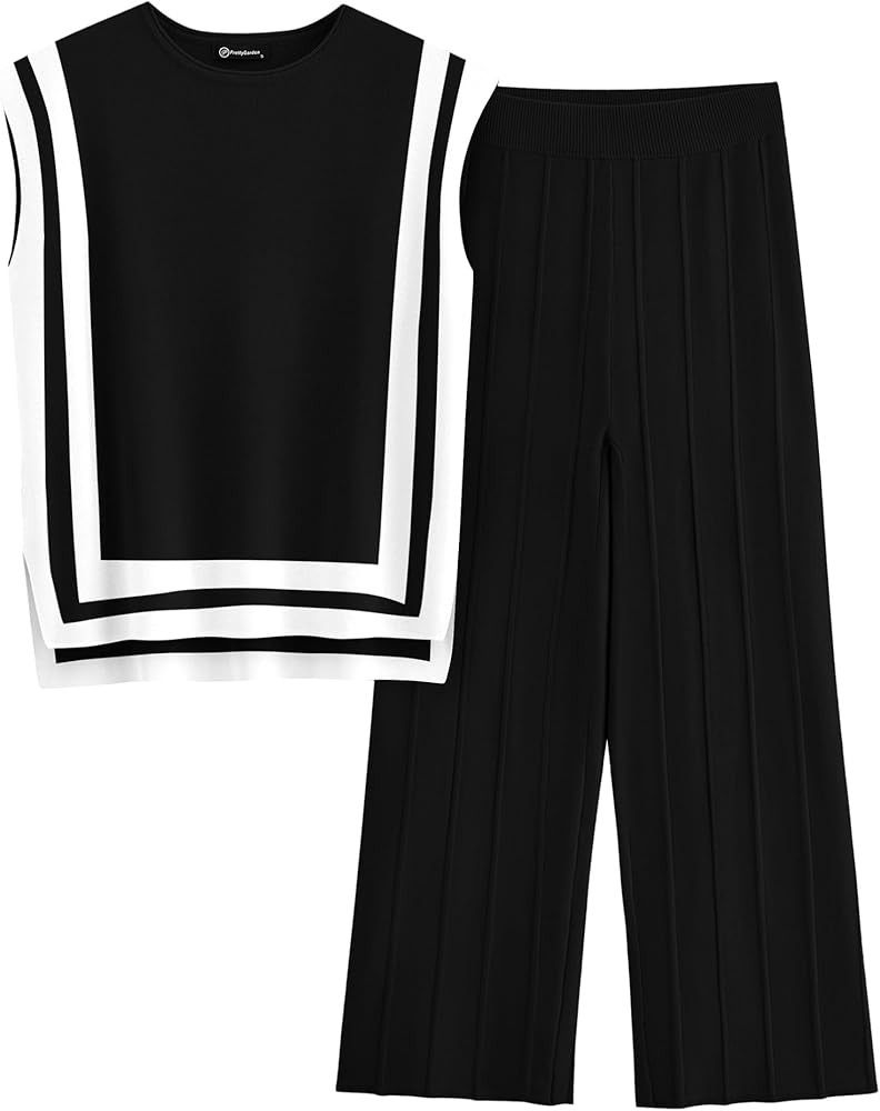 PRETTYGARDEN Womens Pullover Tops And Wide Leg Pants Casual Sweater Set | Amazon (US)