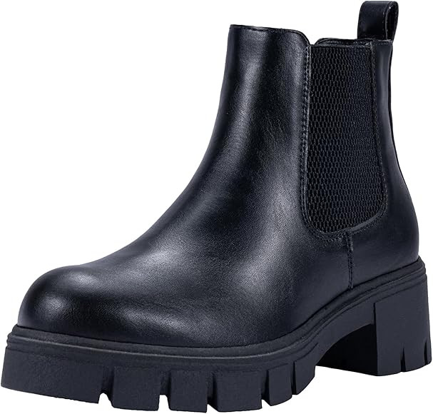Vepose Women's 936 Chelsea Ankle Boots Platform Lug Sole Elastic Slip on Booties | Amazon (US)