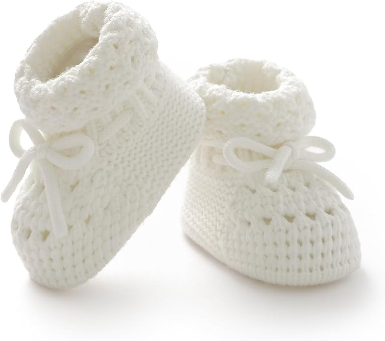 Baby Booties 100% Cotton Knitted Newborn First Cozy Warm Crib Shoes for Toddler Infant Boy Girl B... | Amazon (US)